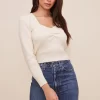 Long Sleeve Sweetheart Neck Cropped Sweater