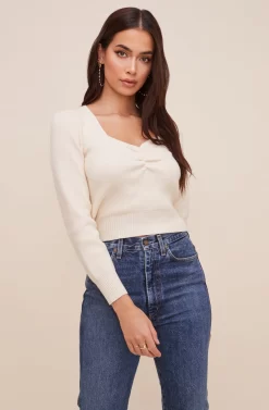 Long Sleeve Sweetheart Neck Cropped Sweater