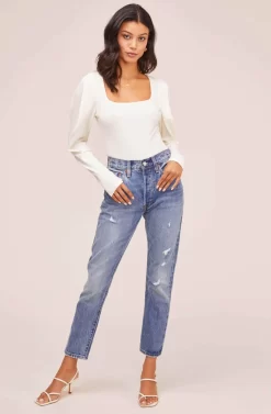 Puff Sleeve Ribbed Bodysuit -ASTR the Label Store AT15648 IVORY 2 scaled