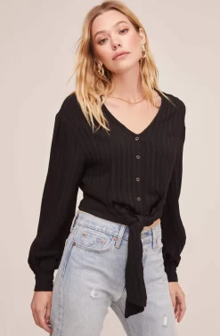 Tie Front Top -ASTR the Label Store AT15667 BLACK 4 scaled