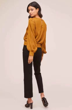 Smocked Satin Top -ASTR the Label Store AT15680 OLIVE 4 scaled