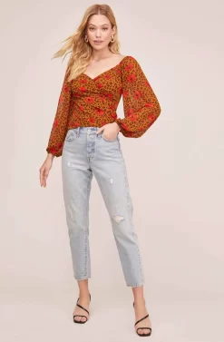 Shirred Long Sleeve Leopard Smocked Top -ASTR the Label Store AT15780 FLORAL ANIMAL PRINT 1 scaled