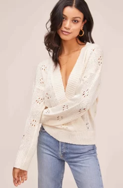 Stephanie Pointelle Wrap Sweater 18 Stephanie Pointelle Wrap Sweater -ASTR the Label Store AT15838 IVORY 3 scaled