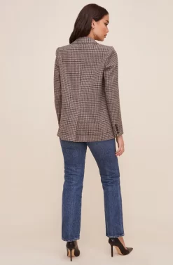 Plaid Blazer -ASTR the Label Store AT16133 BROWNTEALPLAID 4 scaled