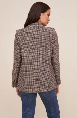 Plaid Blazer -ASTR the Label Store AT16133 BROWNTEALPLAID 5 scaled