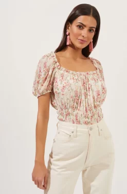 Ruffle Neck Smocked Bodysuit