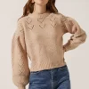 Pointelle Puff Sleeve Sweater