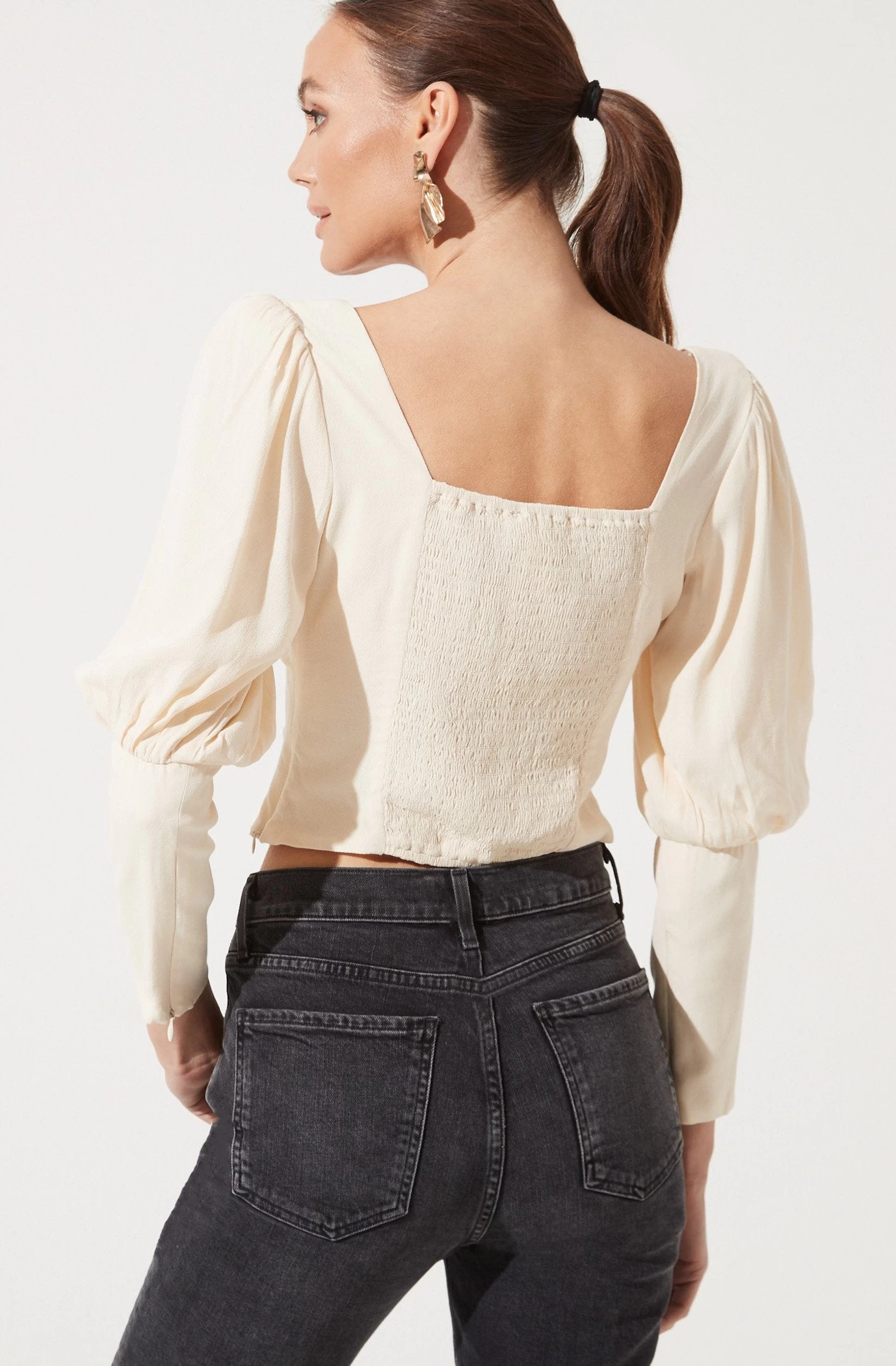 Long Sleeve Ruched Button Front Top 4 Long Sleeve Ruched Button Front Top - Image 4