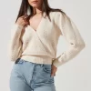 Wrap Pointelle Sweater