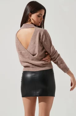 Reversible Open Back Sweater -ASTR the Label Store AT16314 TAUPE PINKMETALLIC 4 scaled