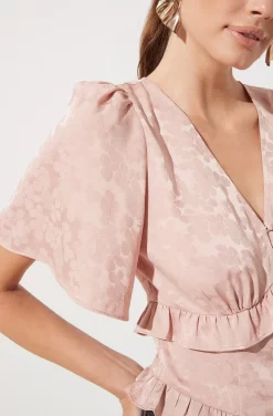 Short Sleeve Ruffle Hem Top -ASTR the Label Store AT16334 BLUSH 987