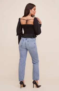 Mutton Sleeve Top -ASTR the Label Store AT16403 BLACK 4 scaled
