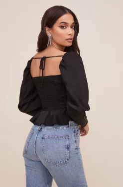 Mutton Sleeve Top -ASTR the Label Store AT16403 BLACK 5 scaled