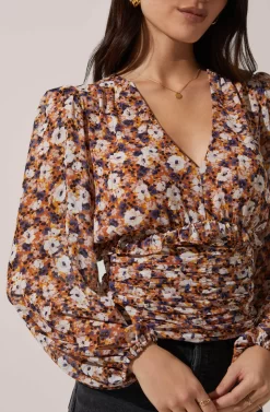 Ruched Bodice Long Sleeve Top -ASTR the Label Store AT16488 003 RUST PURPLEMULTI 3 scaled