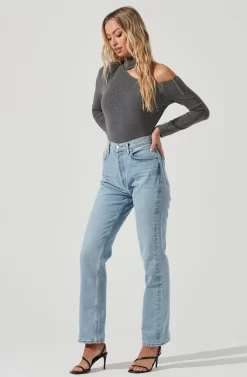 Brenda Cutout Bodysuit -ASTR the Label Store AT16617 CHARCOAL 1 scaled