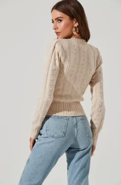 Long Sleeve Pearl Sweater 16 Long Sleeve Pearl Sweater -ASTR the Label Store AT16786 CREAM 0181 scaled