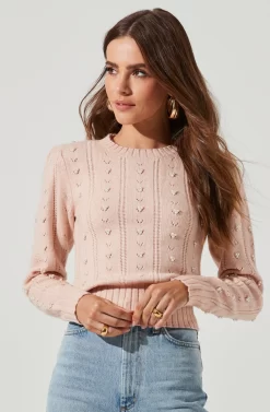 Long Sleeve Pearl Sweater 24 Long Sleeve Pearl Sweater -ASTR the Label Store AT16786 PINK 0067 scaled