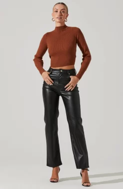 Tie Back Mock Neck Sweater -ASTR the Label Store AT16917 CAMEL 1 scaled