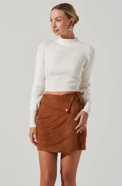 Tie Back Mock Neck Sweater -ASTR the Label Store AT16917 CREAM 2 scaled
