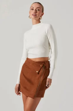 Tie Back Mock Neck Sweater -ASTR the Label Store AT16917 CREAM 3 scaled