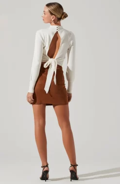 Tie Back Mock Neck Sweater -ASTR the Label Store AT16917 CREAM 5 scaled