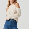 Cold Shoulder Mock Neck Sweater