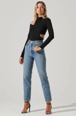 Cutout Mock Neck Bodysuit 20 Cutout Mock Neck Bodysuit -ASTR the Label Store AT16949 BLACK 1 scaled