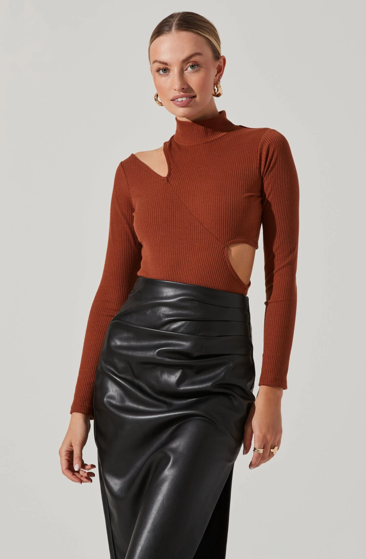 Cutout Mock Neck Bodysuit 1 Cutout Mock Neck Bodysuit