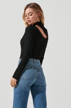 Slit Mock Neck Top -ASTR the Label Store AT16954 BLACK 5 scaled
