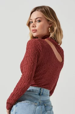 Slit Mock Neck Top -ASTR the Label Store AT16954 RUST 6 scaled