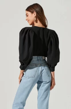 Bubble Half Sleeve Top -ASTR the Label Store AT16983 BLACK 10 scaled