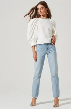 Bubble Half Sleeve Top -ASTR the Label Store AT16983 WHITE 1 scaled