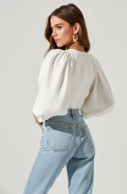 Bubble Half Sleeve Top -ASTR the Label Store AT16983 WHITE 1387 scaled