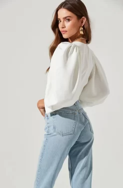 Bubble Half Sleeve Top -ASTR the Label Store AT16983 WHITE 1388 scaled