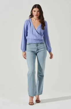 Wrap Front Pointelle Sweater -ASTR the Label Store AT17000 PURPLEIRIS 1 scaled