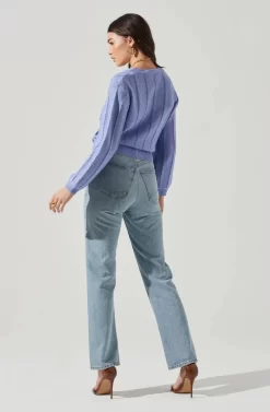 Wrap Front Pointelle Sweater -ASTR the Label Store AT17000 PURPLEIRIS 4 scaled