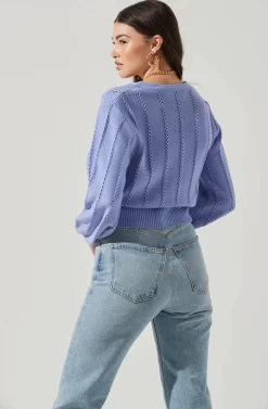 Wrap Front Pointelle Sweater -ASTR the Label Store AT17000 PURPLEIRIS 5 scaled