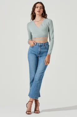 Tie Waist Wrap Sweater -ASTR the Label Store AT17019 SAGE 1 scaled