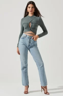 Reseda Cutout Tie Waist Top -ASTR the Label Store AT17029 SAGE 1 scaled