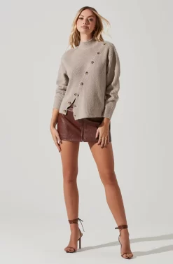 Button Slit Front Sweater -ASTR the Label Store AT17092 TAUPE 1 scaled