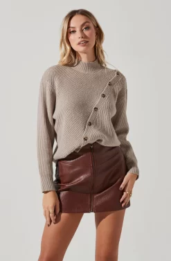Button Slit Front Sweater -ASTR the Label Store AT17092 TAUPE 3 scaled