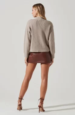 Button Slit Front Sweater -ASTR the Label Store AT17092 TAUPE 6 scaled