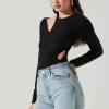 Long Sleeve Asymmetrical Cutout Bodysuit