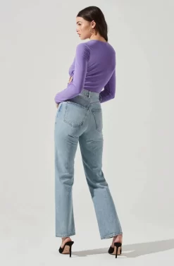 Long Sleeve Asymmetrical Cutout Bodysuit -ASTR the Label Store AT17201 ELECTRICPURPLE 4 scaled