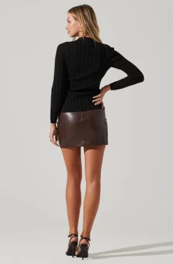 Ribbed Collared Cardigan -ASTR the Label Store AT17223 BLACK 5 scaled