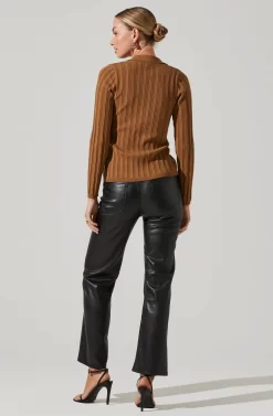 Ribbed Collared Cardigan -ASTR the Label Store AT17223 BROWN 5 scaled