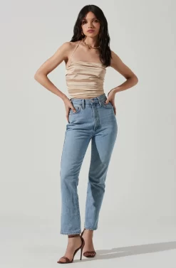 Ruched Cowl Satin Cami -ASTR the Label Store AT17238 CHAMPAGNE 2 scaled