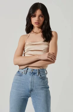 Ruched Cowl Satin Cami -ASTR the Label Store AT17238 CHAMPAGNE 3 scaled