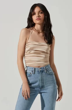 Ruched Cowl Satin Cami -ASTR the Label Store AT17238 CHAMPAGNE 4 scaled