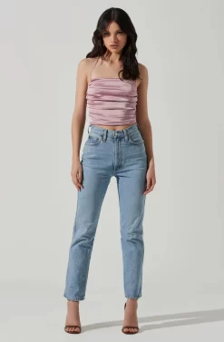 Ruched Cowl Satin Cami -ASTR the Label Store AT17238 DUSTYLILAC 2 scaled